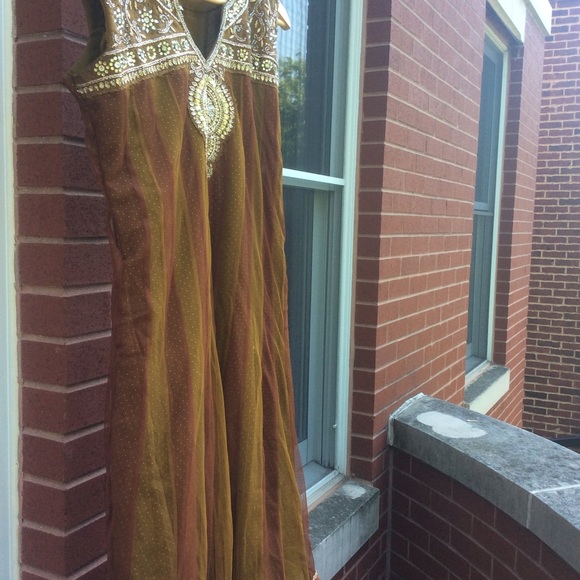 anarkali indian Pakistani long net dress salwar S - Picture 2 of 5